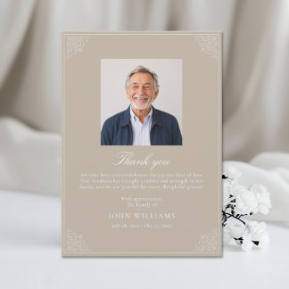 Tarjeta De Agradecimiento Elegante foto de recuerdo de simpatía después del