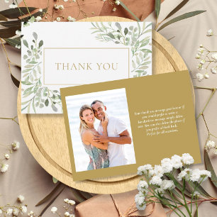 Tarjeta De Agradecimiento Elegante Foto de Vegetación con Acuarela en Dorado
