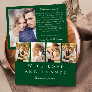 Tarjeta De Agradecimiento Elegante foto desnuda Boda verde esmeralda moderno