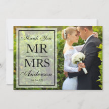 Elegante foto en blanco y negro Gracias Boda