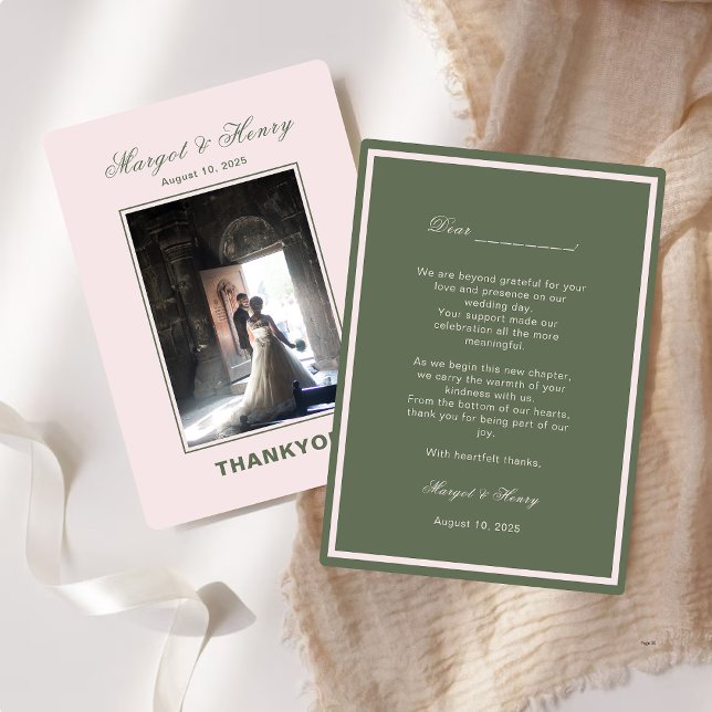 Tarjeta De Agradecimiento Elegante foto estética moderna Boda (Subido por el creador)