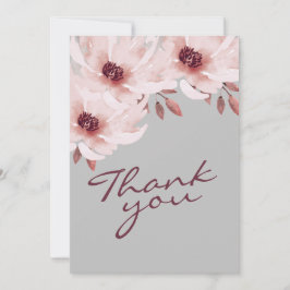 Tarjeta De Agradecimiento Elegante Foto Floral Acuarela Rosa Desvanecido