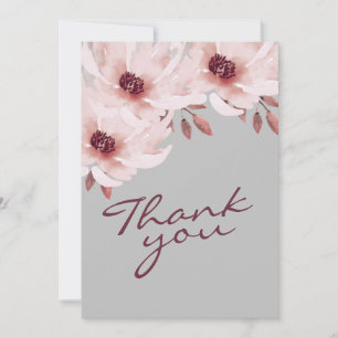 Tarjeta De Agradecimiento Elegante foto floral color de agua rosada rosada d