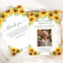 Elegante foto floral de girasol Funeral Memorial