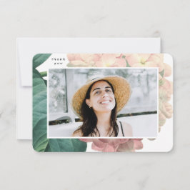 Tarjeta De Agradecimiento Elegante foto Floral Senior College Grad