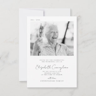 Tarjeta De Agradecimiento Elegante Foto Funeral Memorial Simple Moderno Chic