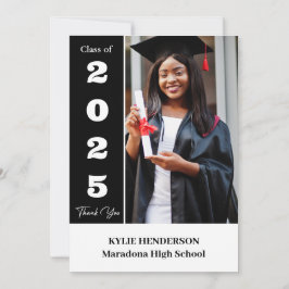 Tarjeta De Agradecimiento Elegante foto moderna de graduación