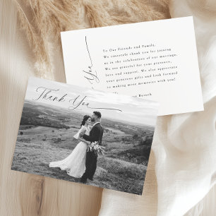 Tarjeta De Agradecimiento Elegante foto moderna en blanco y negro