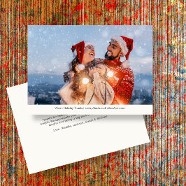 Tarjeta De Agradecimiento Elegante foto navideña y brillante