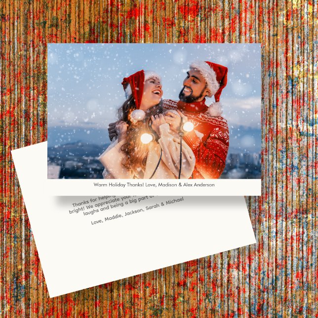 Tarjeta De Agradecimiento Elegante foto navideña y brillante (Subido por el creador)