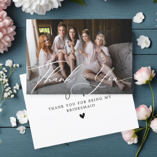 Tarjeta De Agradecimiento Elegante foto personalizada de la dama de honor