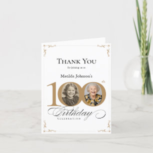 Tarjeta De Agradecimiento Elegante foto Personalizado 100 cumpleaños