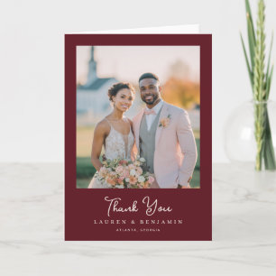 Tarjeta De Agradecimiento Elegante Foto Romántica Marrón