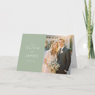 Tarjeta De Agradecimiento Elegante Foto Romántica Sage