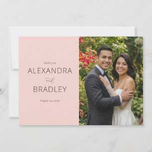 Tarjeta De Agradecimiento Elegante Foto Rosa Alegre