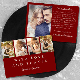 Tarjeta De Agradecimiento Elegante foto Strip Boda rojo moderno de Borgoña