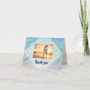 Tarjeta De Agradecimiento Elegante foto Tropical Beach Destination Wedding