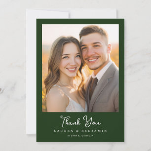 Tarjeta De Agradecimiento Elegante Foto Verde Oscuro Romántico