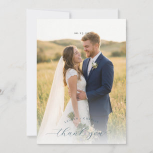 Tarjeta De Agradecimiento Elegante Foto Verde Romántica