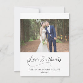 Tarjeta De Agradecimiento Elegante fotografía boda de caligrafía romántica