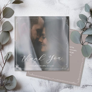 Tarjeta De Agradecimiento Elegante fotografía de boda con marco moderno y le