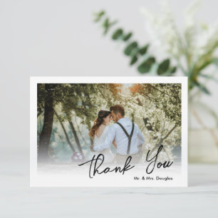 Tarjeta De Agradecimiento Elegante fotografía de escritura simple boda