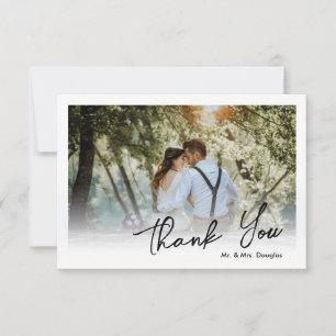 Tarjeta De Agradecimiento Elegante fotografía de escritura simple boda