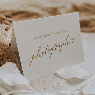 Tarjeta De Agradecimiento Elegante fotógrafo de caligrafía de oro
