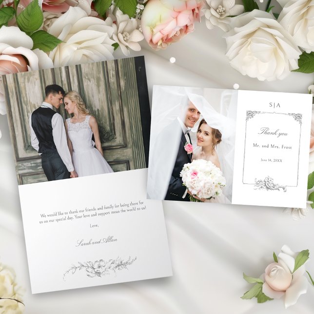 Tarjeta De Agradecimiento Elegante fotograma rococó francés (Subido por el creador)