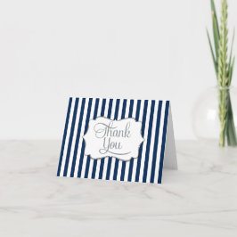 Tarjeta De Agradecimiento Elegante franja azul de la Marina Gracias