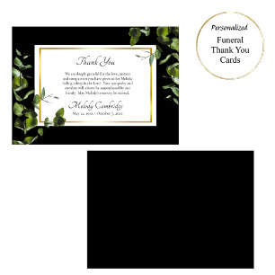 Tarjeta De Agradecimiento Elegante funeral cristiano ortodoxo eucalipto