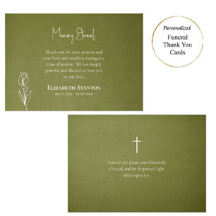 Tarjeta De Agradecimiento Elegante Funeral Cristiano Ortodoxo Oliva