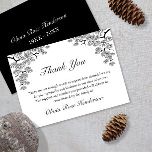 Tarjeta De Agradecimiento Elegante funeral de Bereavement de Pine Branch Gra
