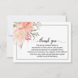 Tarjeta De Agradecimiento Elegante Funeral de Caligrafía Floral Gracias
