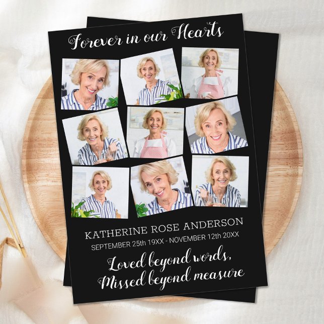 Tarjeta De Agradecimiento Elegante funeral de Collage de fotos Keepsake (Subido por el creador)