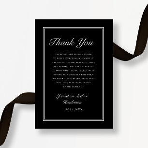 Tarjeta De Agradecimiento Elegante Funeral de Condolencias con Letra Negra