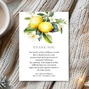 Tarjeta De Agradecimiento Elegante Funeral de Limón Italiano Duelo