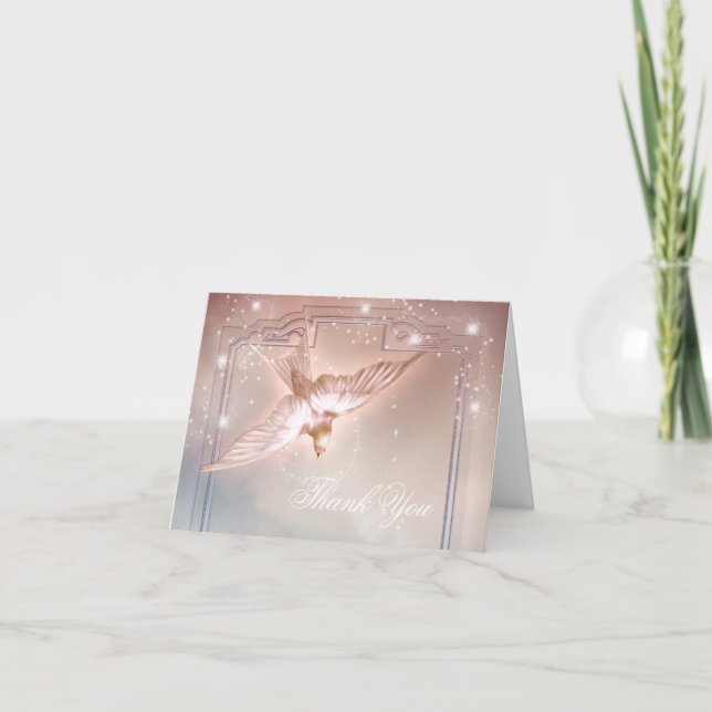 Tarjeta De Agradecimiento Elegante Funeral Dove Gracias Cartas (Anverso)