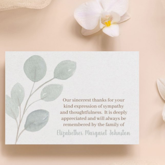 Tarjeta De Agradecimiento Elegante Funeral Eucalyptus Gracias Bereavement (Subido por el creador)