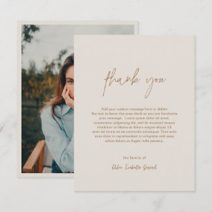 Tarjeta De Agradecimiento Elegante Funeral Moderno Minimalista en Taupe con 