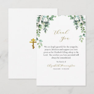 Tarjeta De Agradecimiento Elegante Funeral Ortodoxo Cristiano de Verdor