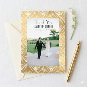 Tarjeta De Agradecimiento Elegante Gatsby Deco 1920 2  Foto Boda Agradecimie