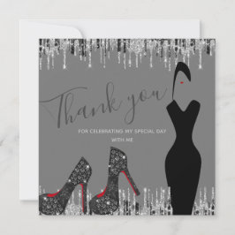 Tarjeta De Agradecimiento Elegante Glam Silver Gold 50 Fab Nacimiento Foto