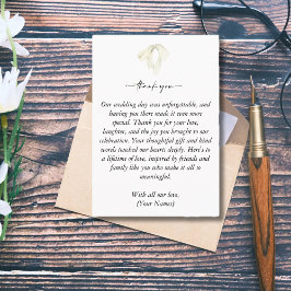 Tarjeta De Agradecimiento Elegante golpe blanco atando la foto del Boda Knot