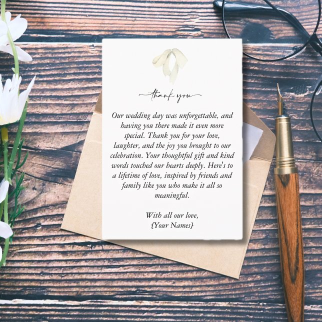 Tarjeta De Agradecimiento Elegante golpe blanco atando la foto del Boda Knot (Custom Wedding Photo Thank You Cards)