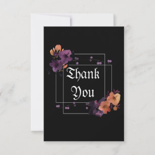 Tarjeta De Agradecimiento Elegante gótico negro floral oscuro personalizado