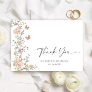 Tarjeta De Agradecimiento Elegante Gracia Pastel Rosado Floral Agradecimient