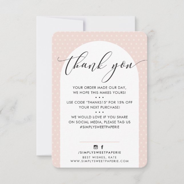 Tarjeta De Agradecimiento ELEGANTE GRACIAS AL moderno arco rosa negro (Anverso)