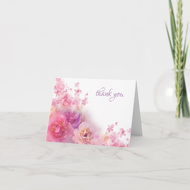 Tarjeta De Agradecimiento Elegante Gracias Flores acuáticas con guiones a ma (Anverso)