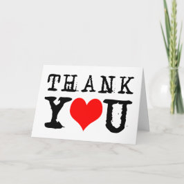 Tarjeta De Agradecimiento Elegante Gracias personalizable Del Corazón Rojo